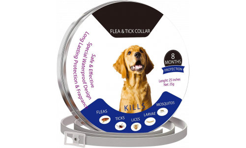 Natural Flea and Tick Collar For Dog Natural flea and tick collar for dogs, 8 months of protection against fleas and ticks, waterproof and long-lasting design.