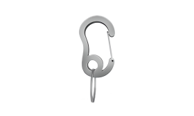 Luxury Snap Hook Silver snap hook carabiner with small split ring, durable, 13x22mm, for securing dog tags or accessories to collars.