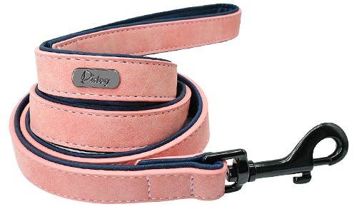Light pink luxury velvet dog leash, 120cm length and easy to grip, with a sturdy metal clasp, designed for comforable walk.
