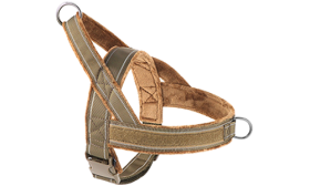 Soft Padded Reflective Dog Harness No Pull Brown soft padded reflective dog harness with no-pull design, enhanced visibility with adjustable straps.