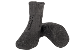 Set of four sport dog shoe socks in grey with non-slip soles, lightweight for dogs comfort, secure fit buckle.