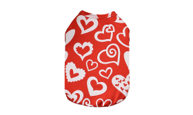 Dog Vest for Valentine's day Pup Outfit Dog wearing a red Valentine's Day-themed vest with red and white heart, soft and plush fabric for maximum comfort.