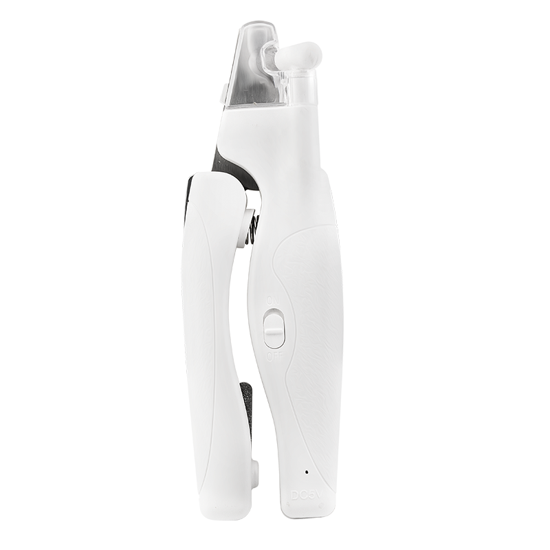 LED Dog Nail Clipper White LED nail clipper for dogs with built-in light for precisioin, with a ergonomic handle, safety guard, and nail file.