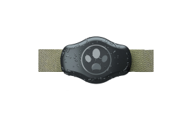AirTag protective cover with a paw print design, universal fit for dog collars, waterproof to hold AirTags.