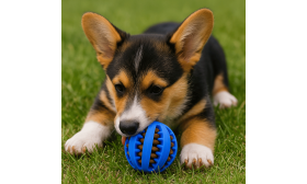 Interactive Dog Treat Dispenser Ball – Rubber Chew Dog Toy for Enrichment