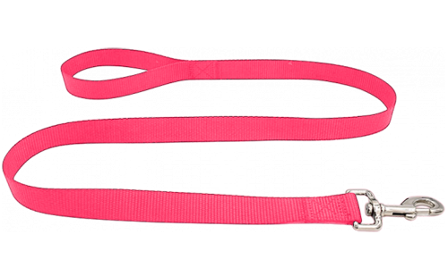 Durable pink nylon dog leash 120cm, easy to clean, durable material and safe with a secure silver clasp.