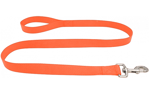 Durable orange nylon dog leash 120cm, easy to clean, durable material and safe with a secure silver clasp.