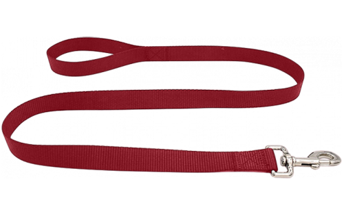 Durable red nylon dog leash 120cm, easy to clean, durable material and safe with a secure silver clasp.