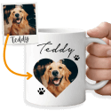 Personalised Dog Mug with Your Dog Photo in a Heart Shape