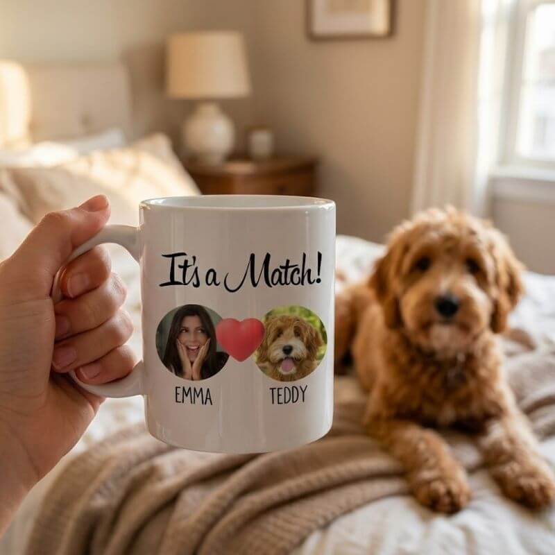 Personalised Dog Mug “It’s a Match” - Gift for Dog Lovers