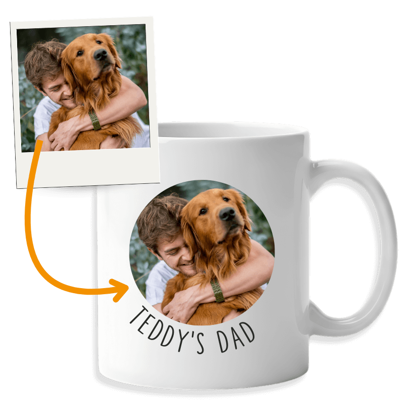 Personalised Dog Mug with Round Shaped Photo - Custom Gift for Dog Owners